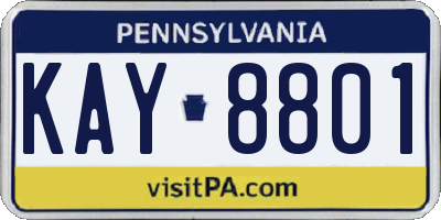 PA license plate KAY8801