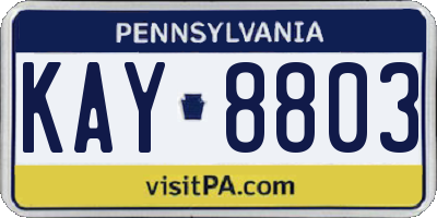 PA license plate KAY8803