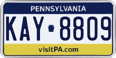 PA license plate KAY8809