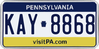 PA license plate KAY8868