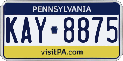 PA license plate KAY8875