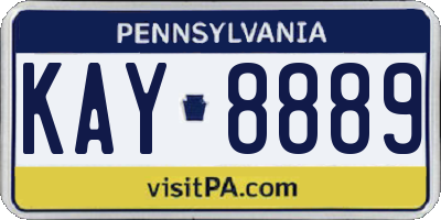 PA license plate KAY8889