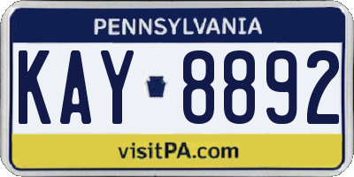 PA license plate KAY8892
