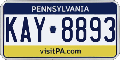 PA license plate KAY8893