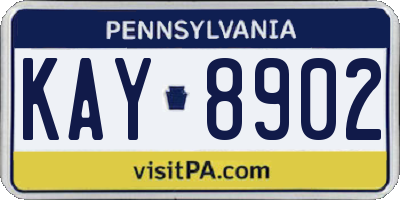 PA license plate KAY8902