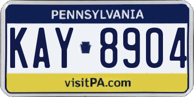 PA license plate KAY8904