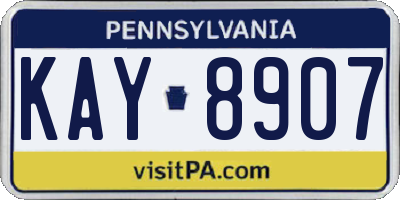 PA license plate KAY8907