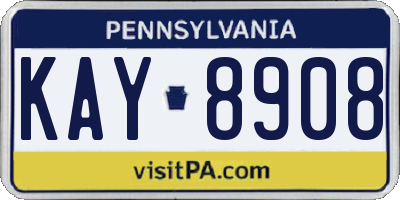 PA license plate KAY8908