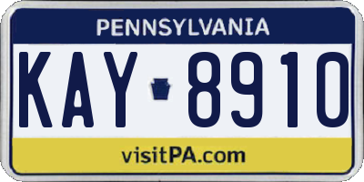 PA license plate KAY8910