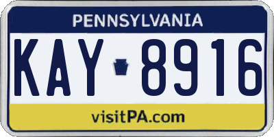 PA license plate KAY8916
