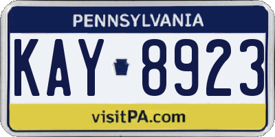PA license plate KAY8923