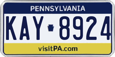 PA license plate KAY8924