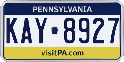 PA license plate KAY8927