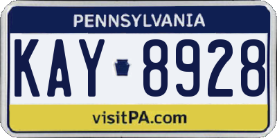 PA license plate KAY8928