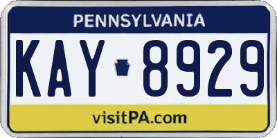 PA license plate KAY8929