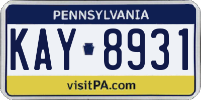 PA license plate KAY8931