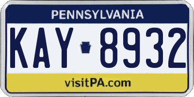 PA license plate KAY8932