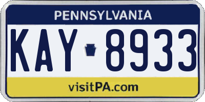 PA license plate KAY8933