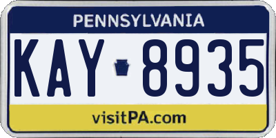 PA license plate KAY8935