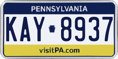 PA license plate KAY8937