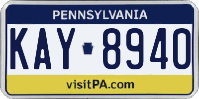 PA license plate KAY8940
