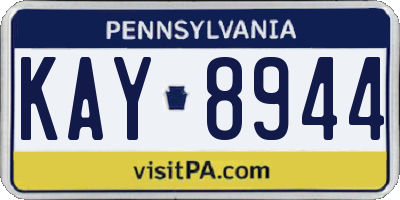 PA license plate KAY8944