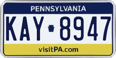 PA license plate KAY8947