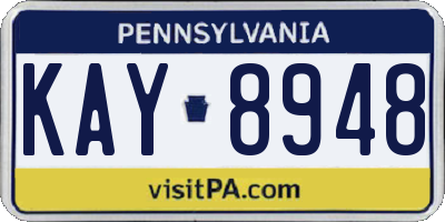 PA license plate KAY8948