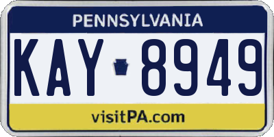 PA license plate KAY8949