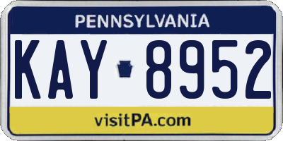 PA license plate KAY8952