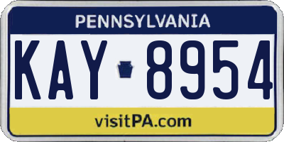 PA license plate KAY8954