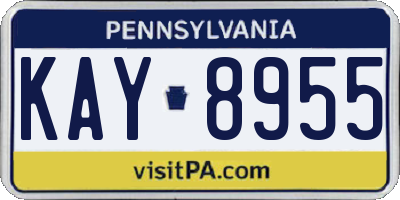 PA license plate KAY8955