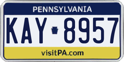 PA license plate KAY8957