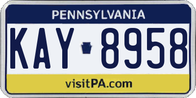 PA license plate KAY8958
