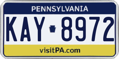 PA license plate KAY8972