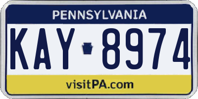 PA license plate KAY8974