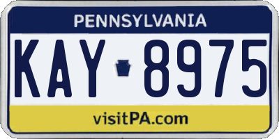 PA license plate KAY8975