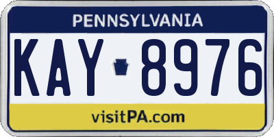 PA license plate KAY8976