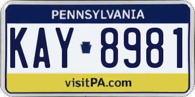 PA license plate KAY8981