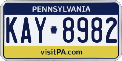 PA license plate KAY8982