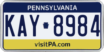 PA license plate KAY8984