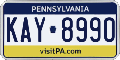PA license plate KAY8990