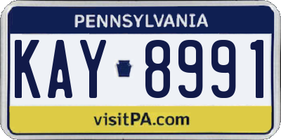 PA license plate KAY8991