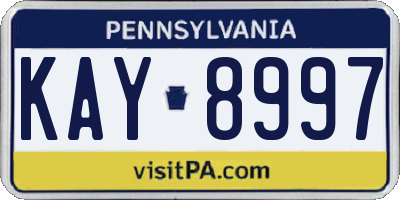 PA license plate KAY8997