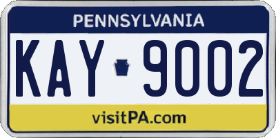 PA license plate KAY9002