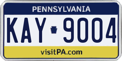PA license plate KAY9004