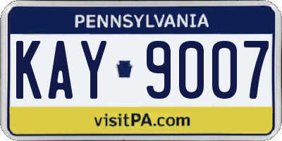 PA license plate KAY9007