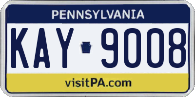 PA license plate KAY9008