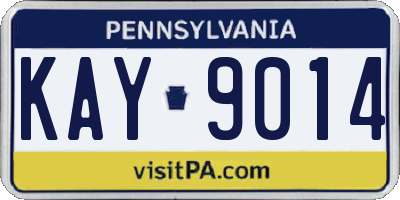 PA license plate KAY9014