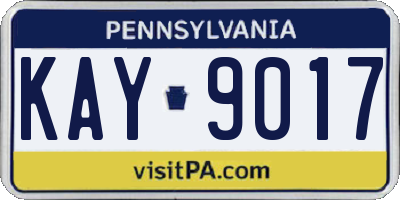 PA license plate KAY9017